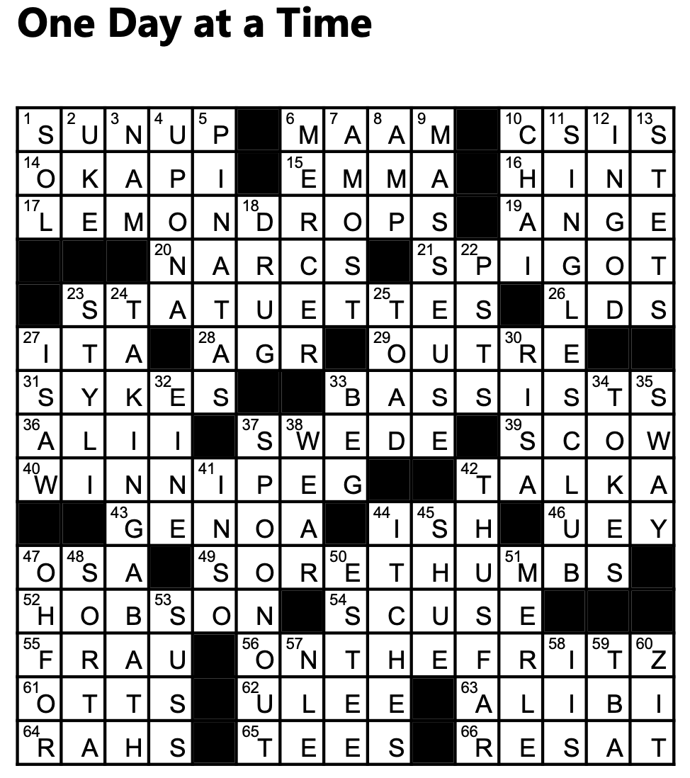 One Day at a Time Crossword Solution Pennywise Classified Ads