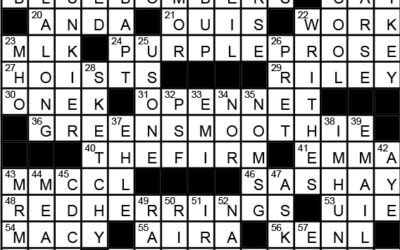 “Tender Hues” Crossword Solution | Oct 14